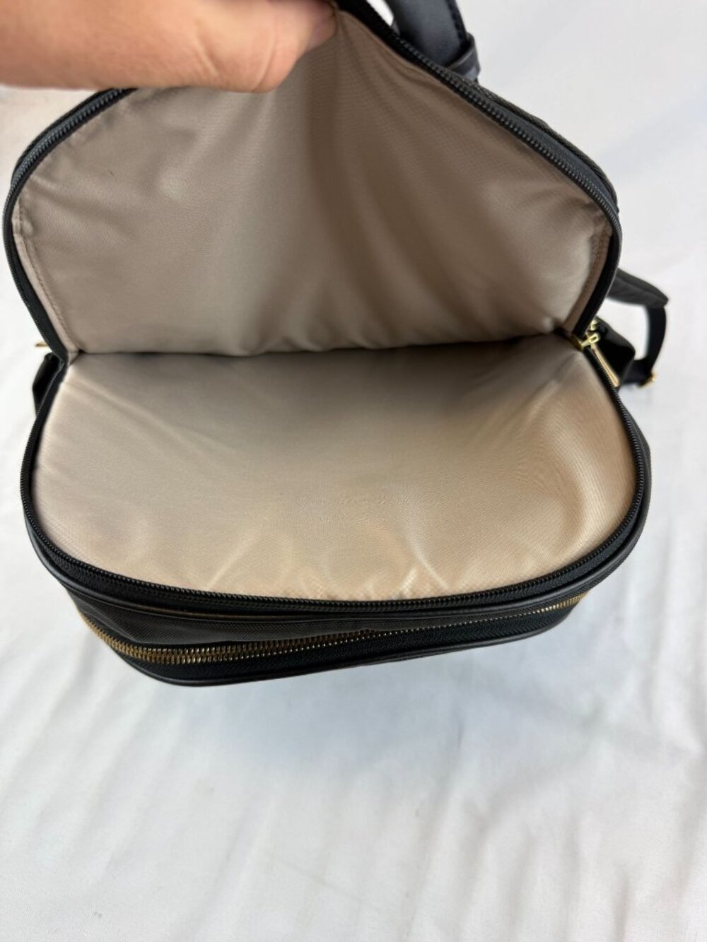 Tumi Larkin Portola Small Backpack Black Coated Canvas Leather Gold Hardware - Picture 9 of 14
